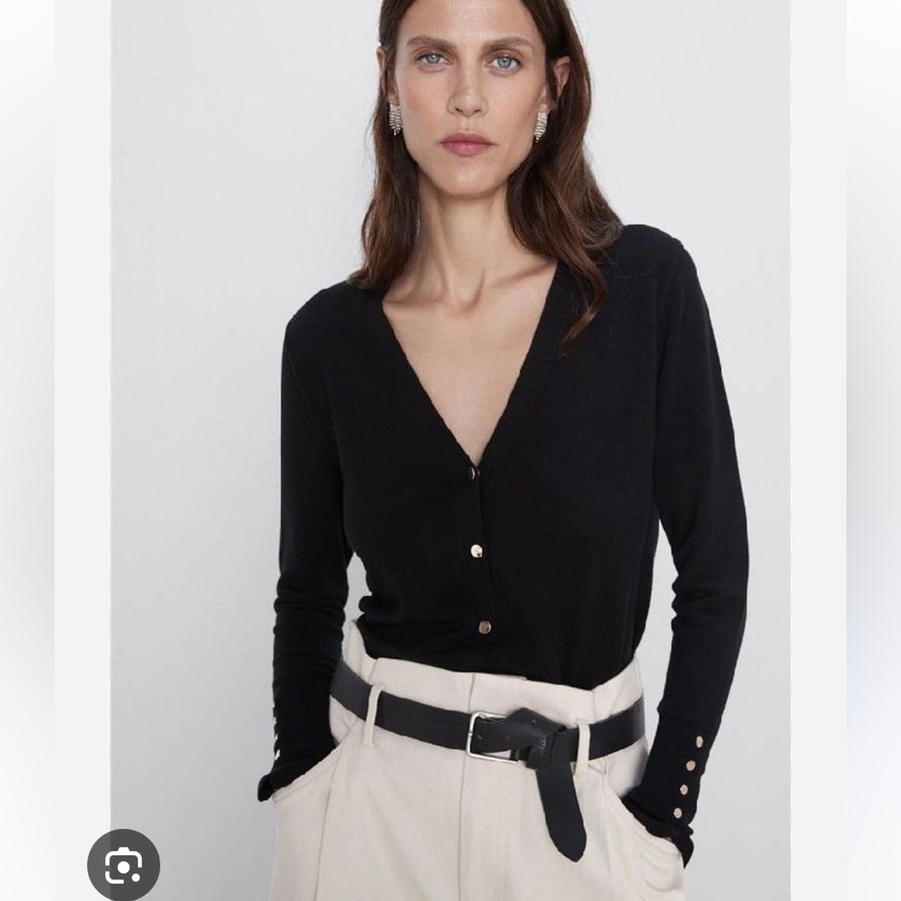 Zara Women Knit cardigan with buttons 8851/127 Black